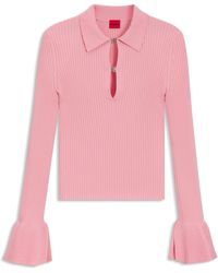 HUGO - Gebreide Polo Met Knoopsluitingen Met Tweedelig Logo - Lyst
