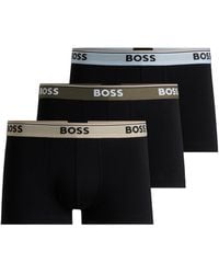 BOSS - Three-Pack Of Stretch-Cotton Trunks With Logo Waistbands - Lyst