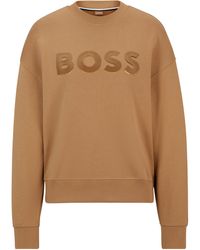 BOSS - Sweatshirt Met Logodetail Van Katoenen Sweatstof - Lyst