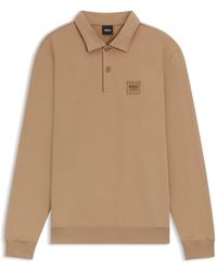 BOSS - Equestrian Stretch-Cotton Knit Polo With Logo Patch - Lyst