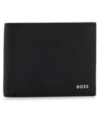 BOSS - Geldbörse aus italienischem Leder mit poliertem Logo in Silber-Optik - Lyst