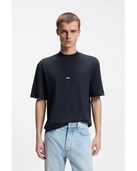 HUGO - Ribbed-Neck Cotton T-Shirt With Logo Badge - Lyst