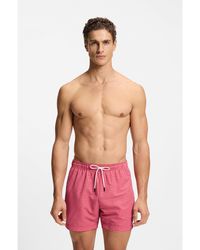 BOSS - Micro-Print Swim Shorts With Logo Badge - Lyst