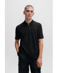 HUGO - Cotton-blend Polo Shirt With Zip Placket - Lyst