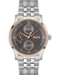 BOSS - Horloge Met Grijze, Gestructureerde Wijzerplaat En Geschakelde Polsband - Lyst