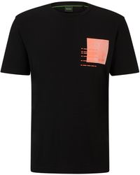 BOSS - Regular-Fit T-Shirt aus Baumwoll-Mix mit Artwork der Saison - Lyst