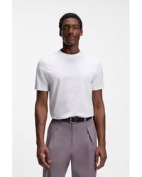 BOSS - Cotton T-Shirt With Jacquard Pattern - Lyst