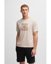 BOSS - Cotton-Jersey T-Shirt With Fineline Logo Artwork - Lyst