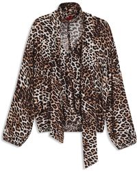HUGO - Oversized Bluse Mit Leoparden-Print Und Schleifenkragen - Lyst
