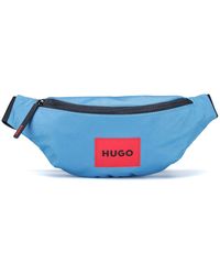 HUGO Belt Bag In Recycled Nylon With Red Logo Label - Blue