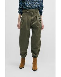 BOSS - Relaxed-fit Trousers In Cotton Twill With Front Pleats - Lyst