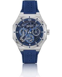 HUGO - Skeleton-Dial Watch With Silicone Strap - Lyst