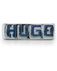 HUGO - Edelstahlring mit Logo der Saison - Lyst