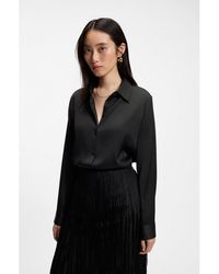 BOSS - Stretch-Silk Blouse - Lyst