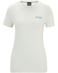 BOSS - Slim-fit T-shirt Van Zuivere Katoen Met Logodetail - Lyst
