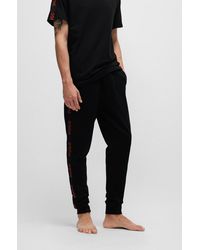 HUGO - Cuffed Tracksuit Bottoms In Organic Cotton With Logo Tape - Lyst