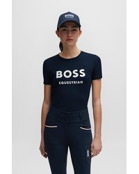 BOSS - Equestrian Stretch-cotton T-shirt With Logo Details - Lyst