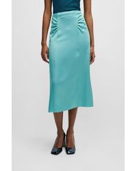 BOSS - High-waisted A-line Skirt With Gathered Details - Lyst