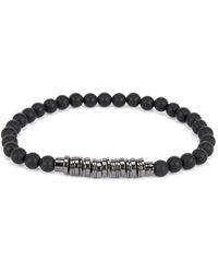 BOSS Agate-bead Cuff With Circular Brass Discs - Black