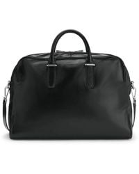 BOSS - Leather Holdall With Emed Logo - Lyst