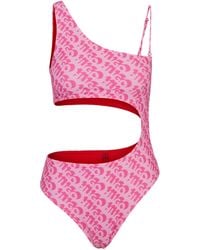 HUGO - Logo-print Swimsuit With Cut-out Detail - Lyst