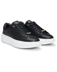 BOSS - Endisplay Name: Cupsole Trainers In Leather With Emed Monograms - Lyst