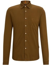 BOSS - Stückgefärbtes Slim-Fit Hemd aus Baumwoll-Jersey - Lyst