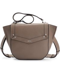 BOSS - Saddle Bag In Grained Leather With Detachable Straps - Lyst