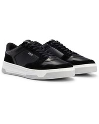 BOSS by HUGO BOSS - Mixed-leather Trainers With Logo Details - Lyst