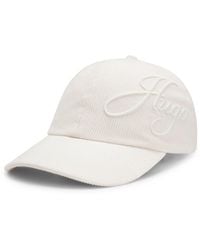 HUGO - Cotton-Corduroy Cap With Logo Embroidery - Lyst