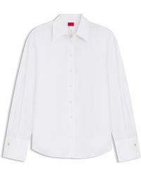 HUGO - Relaxed-Fit Blouse Van Katoen Met Manchetknopen Met Tweedelig Logo - Lyst