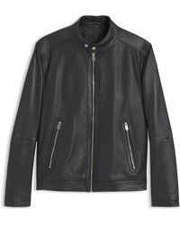 BOSS - Jas Van Generfd Leer Met Logodetails - Lyst