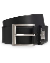 BOSS - Italian-Leather Belt With Logo Keeper And Brushed Hardware - Lyst