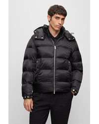 BOSS - Monogram-jacquard Quilted Puffer Jacket - Lyst