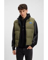 HUGO - Water-Repellent Gilet With Logo Label - Lyst