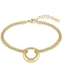BOSS - Gold-tone Bracelet With Branded Hoop - Lyst