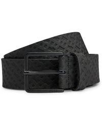 BOSS - Rubberised-leather Belt With Monogram Print And Tonal Buckle - Lyst