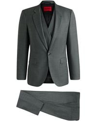 HUGO - Extra Slim-Fit Driedelig Pak Van Stretchmateriaal Met Microdessin - Lyst