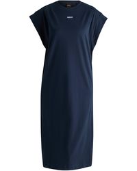 BOSS - T-Shirt-Kleid aus Baumwoll-Jersey mit erhabenem Logo - Lyst