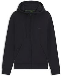 BOSS - Hoodie Van Stretchkatoen Met Rits En Logoprint - Lyst