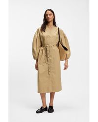 BOSS - Cotton-Poplin Shirt Dress With Eyelet Belt - Lyst
