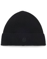 BOSS - Wool-Cashmere Beanie Hat With Double B Monogram - Lyst