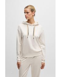 BOSS - Logo-Print Hoodie With Signature-Stripe Cords - Lyst