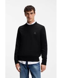 BOSS - Cotton-Blend Sweater With Logo Patch - Lyst