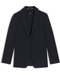 BOSS - Regular-Fit Blazer Van Kreukbestendige Crêpe - Lyst