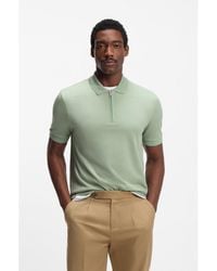 BOSS - Cotton-Blend Polo Shirt With Zip Placket - Lyst