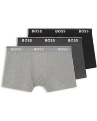 BOSS - Lot de trois boxers courts en coton stretch ornés de logos à la taille - Lyst