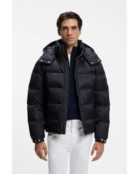 BOSS - Water-Repellent Padded Jacket With Micro-Monogram Jacquard - Lyst
