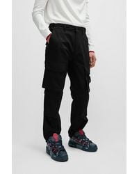 HUGO - Regular-fit Cargo Trousers With Stacked-logo Strap - Lyst