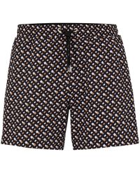 BOSS by HUGO BOSS Recycled-material Swim Shorts With Monogram Print - Black